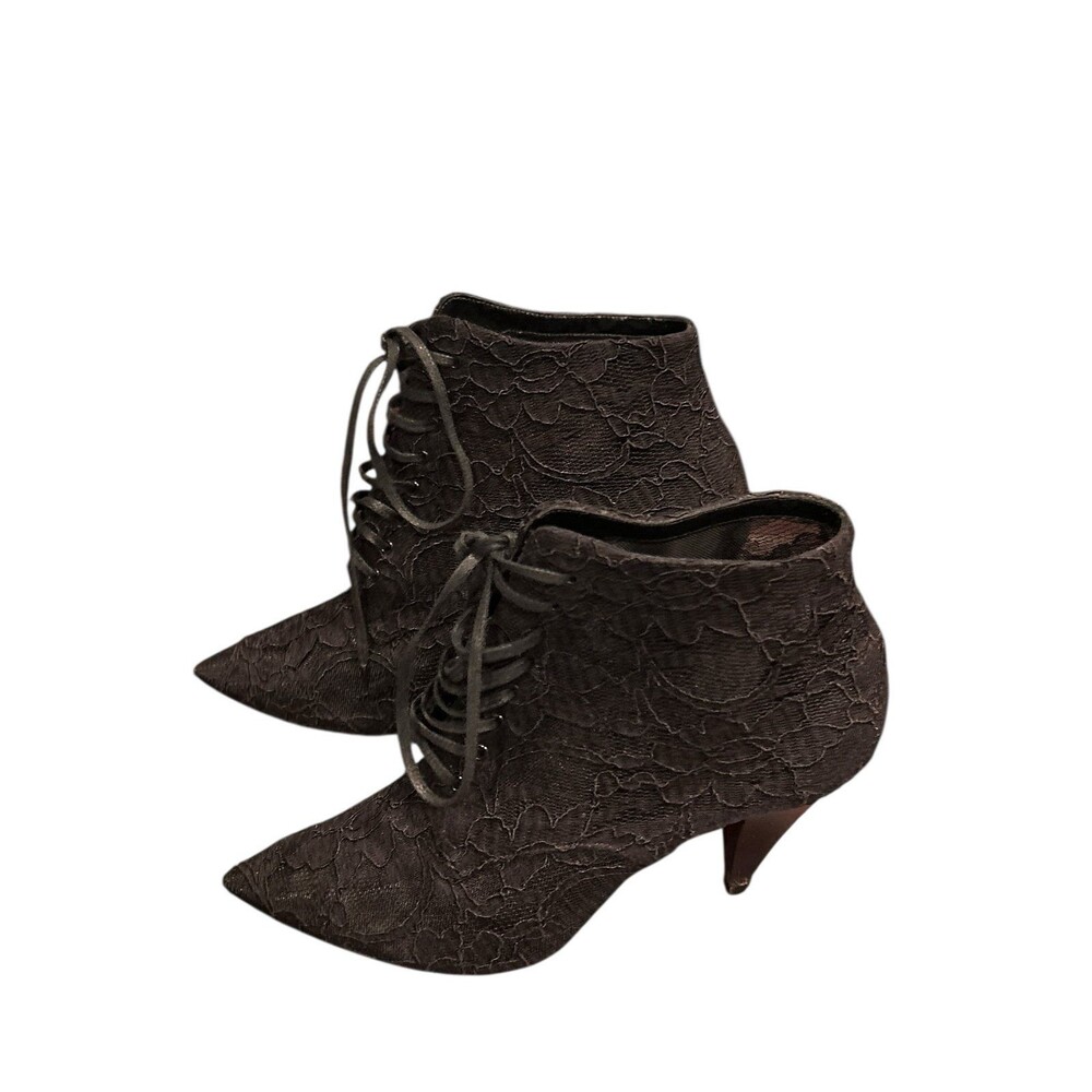 Saint Laurent Era 37.5 Black Lace Up Boots - Picture 4 of 9